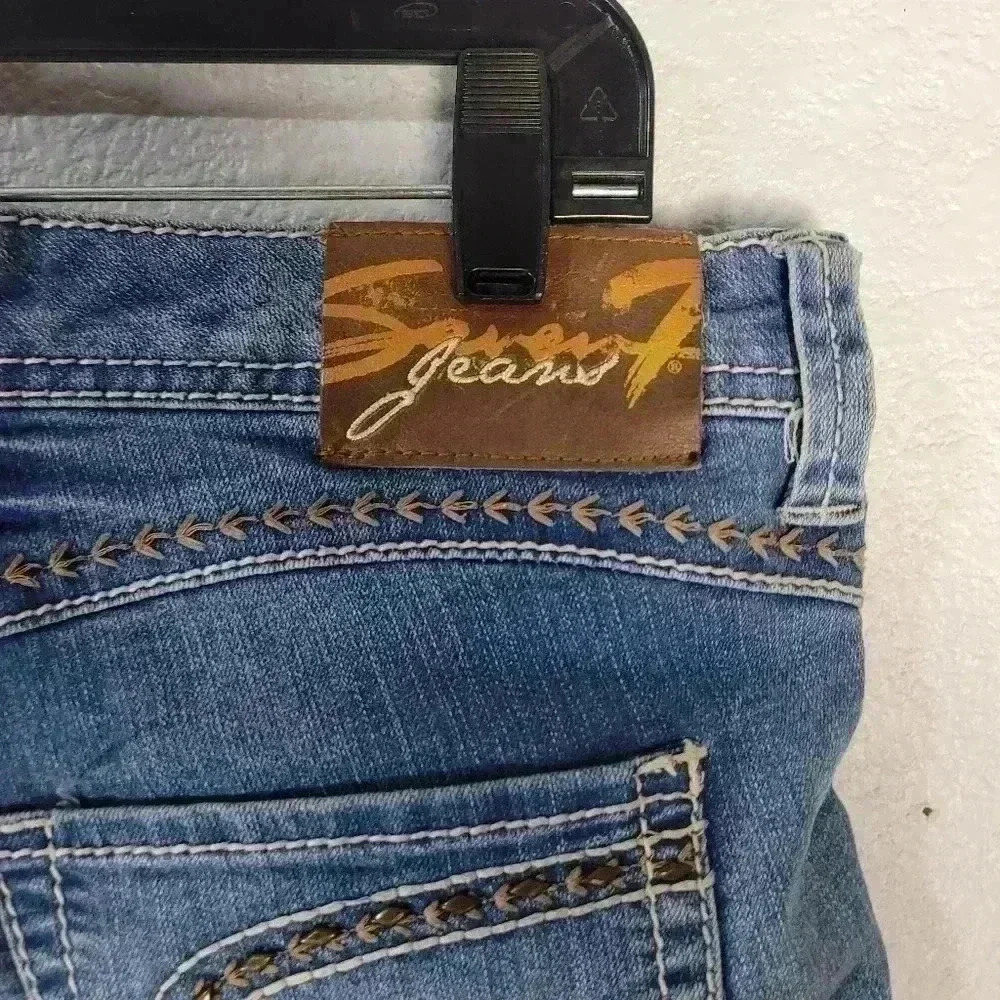 7 Seven For All Mankind Womens Thick Stitch Crop Stretch Denim Jeans Size 8 - Picture 8 of 12